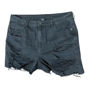 American Eagle Distressed Black Women’s Denim Shorts L waist 17.5 is 3.5